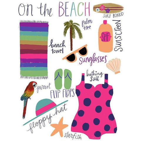 On the Beach White Modern Wood Framed Art Print by Doucette, Katie