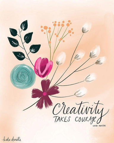 Creativity Takes Courage Black Ornate Wood Framed Art Print with Double Matting by Doucette, Katie