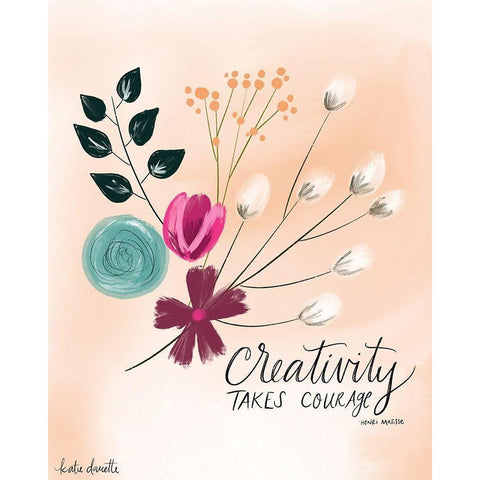 Creativity Takes Courage Black Modern Wood Framed Art Print by Doucette, Katie