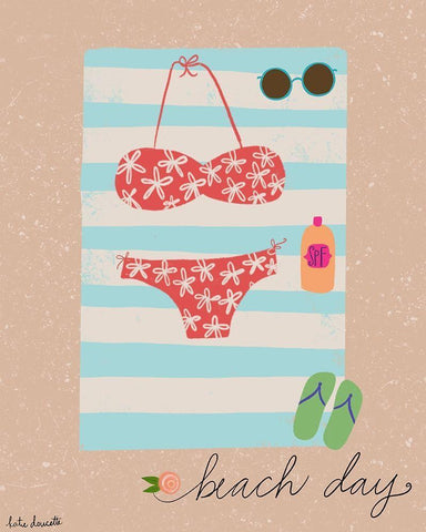 Beach Day Black Ornate Wood Framed Art Print with Double Matting by Doucette, Katie