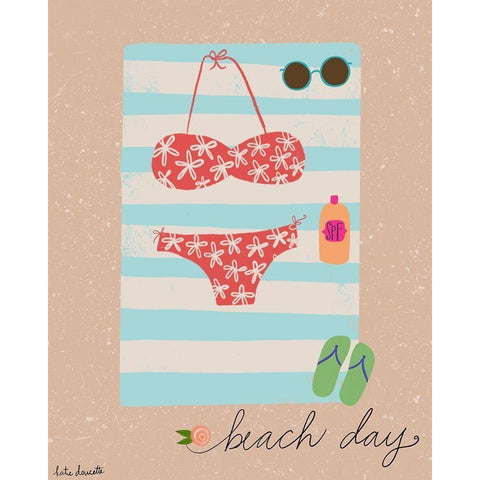 Beach Day Gold Ornate Wood Framed Art Print with Double Matting by Doucette, Katie