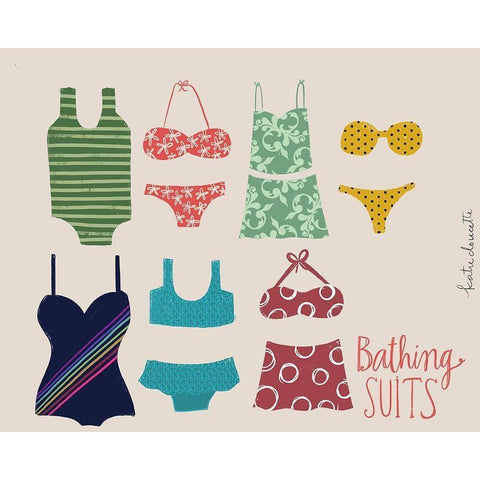 Bathing Suits Gold Ornate Wood Framed Art Print with Double Matting by Doucette, Katie