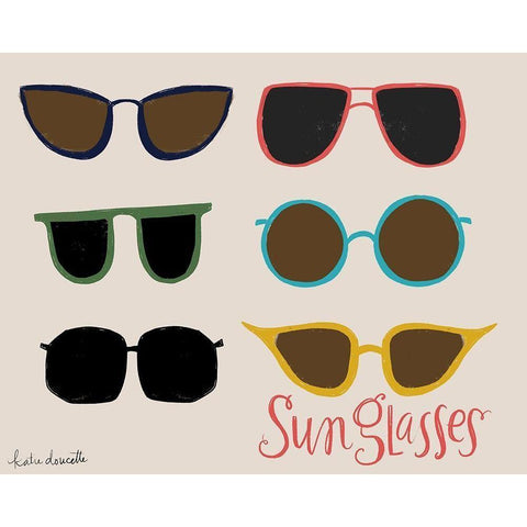 Sunglasses Black Modern Wood Framed Art Print by Doucette, Katie