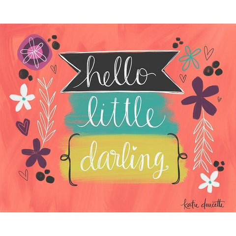 Hello Little Darling Gold Ornate Wood Framed Art Print with Double Matting by Doucette, Katie