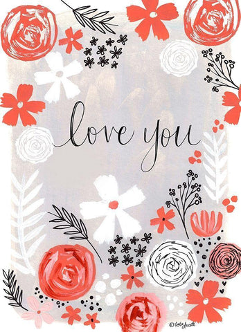 Love You White Modern Wood Framed Art Print with Double Matting by Doucette, Katie