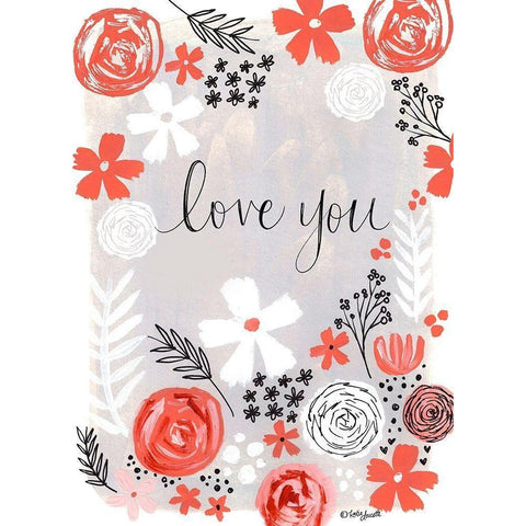 Love You White Modern Wood Framed Art Print by Doucette, Katie