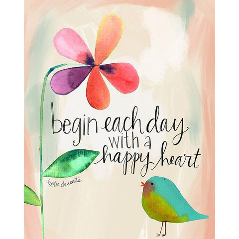 Happy Heart Black Modern Wood Framed Art Print by Doucette, Katie