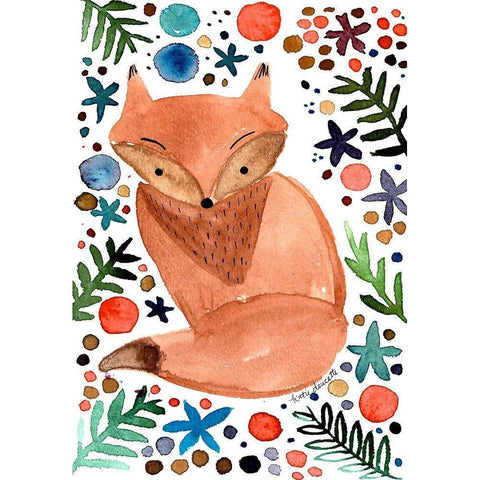 Watercolor Fox Black Modern Wood Framed Art Print by Doucette, Katie