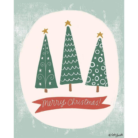 Christmas Trees Black Modern Wood Framed Art Print with Double Matting by Doucette, Katie