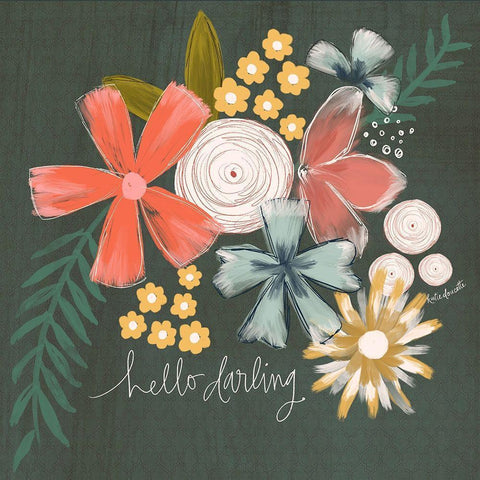 Hello Darling White Modern Wood Framed Art Print with Double Matting by Doucette, Katie