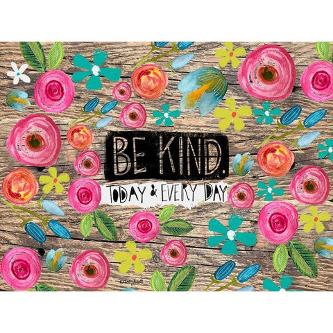 Be Kind Wood Background Gold Ornate Wood Framed Art Print with Double Matting by Doucette, Katie