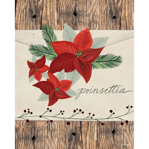 Poinsettias Black Modern Wood Framed Art Print with Double Matting by Doucette, Katie