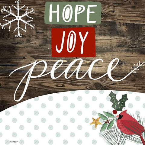 Hope Joy Peace White Modern Wood Framed Art Print with Double Matting by Doucette, Katie