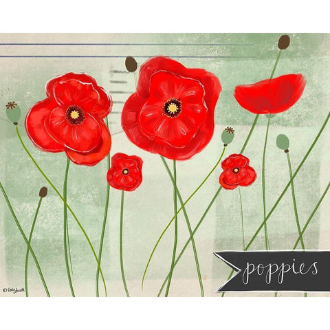 Poppies White Modern Wood Framed Art Print by Doucette, Katie