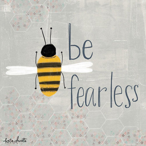 Be Fearless Bee White Modern Wood Framed Art Print by Doucette, Katie