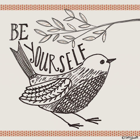 Be Yourself Black Modern Wood Framed Art Print with Double Matting by Doucette, Katie