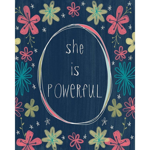 She is Powerful Black Modern Wood Framed Art Print with Double Matting by Doucette, Katie