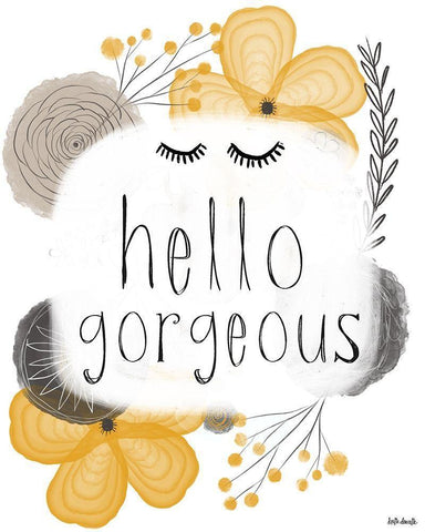 Hello Gorgeous White Modern Wood Framed Art Print with Double Matting by Doucette, Katie