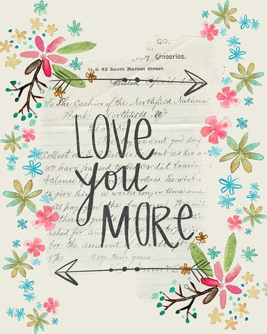 Love You More White Modern Wood Framed Art Print with Double Matting by Doucette, Katie