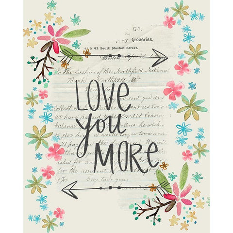 Love You More White Modern Wood Framed Art Print by Doucette, Katie