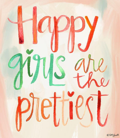 Happy Girls White Modern Wood Framed Art Print with Double Matting by Doucette, Katie