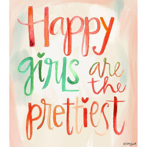 Happy Girls White Modern Wood Framed Art Print by Doucette, Katie