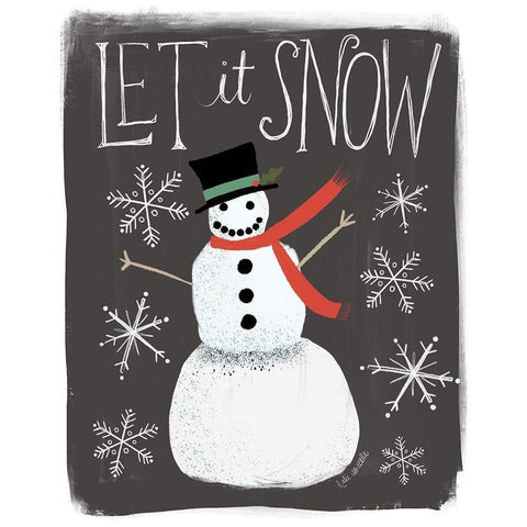 Let It Snow Snowman Black Modern Wood Framed Art Print with Double Matting by Doucette, Katie