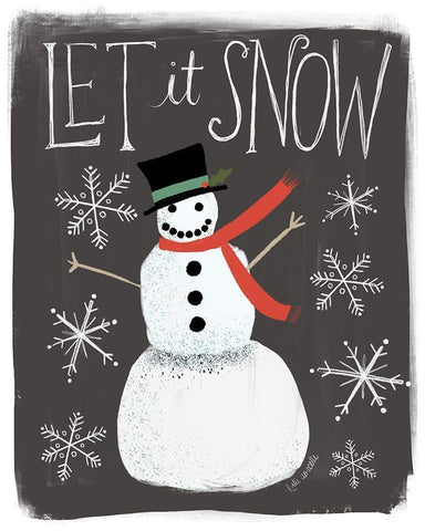 Let It Snow Snowman White Modern Wood Framed Art Print with Double Matting by Doucette, Katie