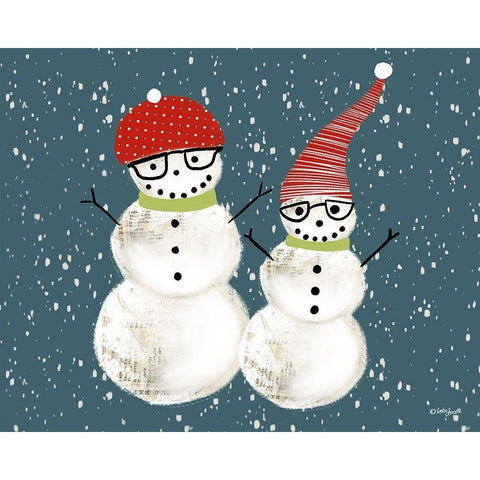 Pair of Snowmen White Modern Wood Framed Art Print by Doucette, Katie