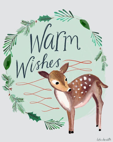 Warm Wishes Fawn White Modern Wood Framed Art Print with Double Matting by Doucette, Katie