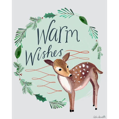 Warm Wishes Fawn White Modern Wood Framed Art Print by Doucette, Katie