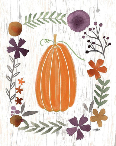 Autumn Pumpkin White Modern Wood Framed Art Print with Double Matting by Doucette, Katie