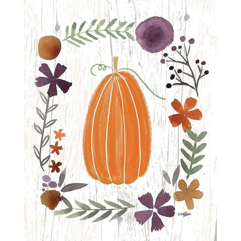 Autumn Pumpkin White Modern Wood Framed Art Print by Doucette, Katie