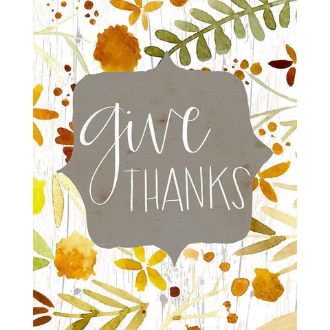 Give Thanks II Gold Ornate Wood Framed Art Print with Double Matting by Doucette, Katie