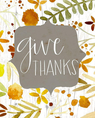 Give Thanks II White Modern Wood Framed Art Print with Double Matting by Doucette, Katie