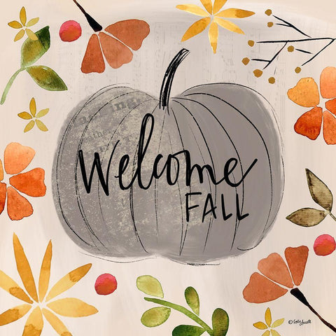 Welcome Fall White Modern Wood Framed Art Print with Double Matting by Doucette, Katie