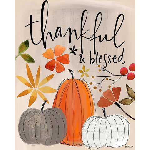 Thankful and Blessed White Modern Wood Framed Art Print by Doucette, Katie