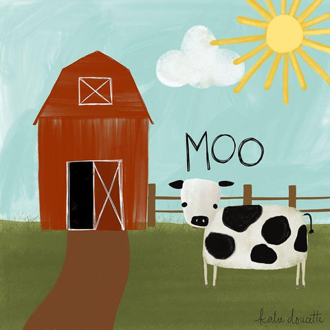 Moo White Modern Wood Framed Art Print by Doucette, Katie