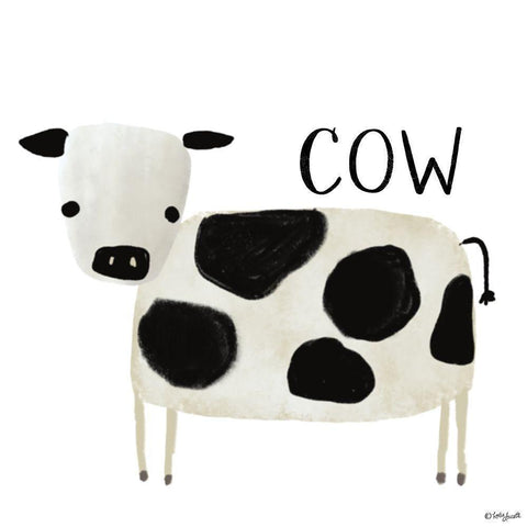 Cow Black Modern Wood Framed Art Print with Double Matting by Doucette, Katie