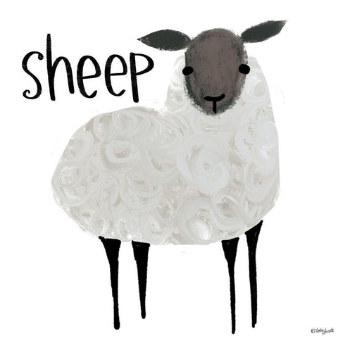 Sheep Black Modern Wood Framed Art Print with Double Matting by Doucette, Katie