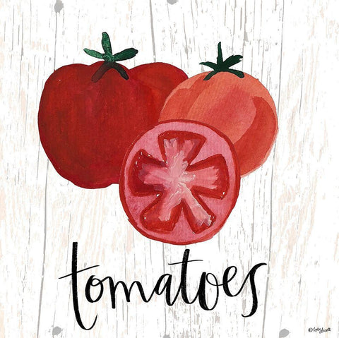 Tomatoes White Modern Wood Framed Art Print with Double Matting by Doucette, Katie