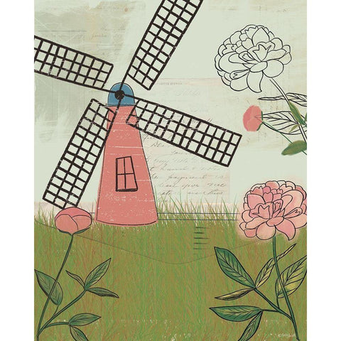 Windmill II Black Modern Wood Framed Art Print with Double Matting by Doucette, Katie