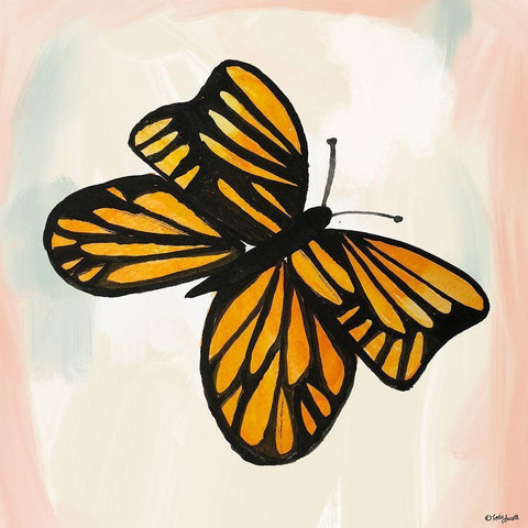 Butterfly II Black Modern Wood Framed Art Print with Double Matting by Doucette, Katie