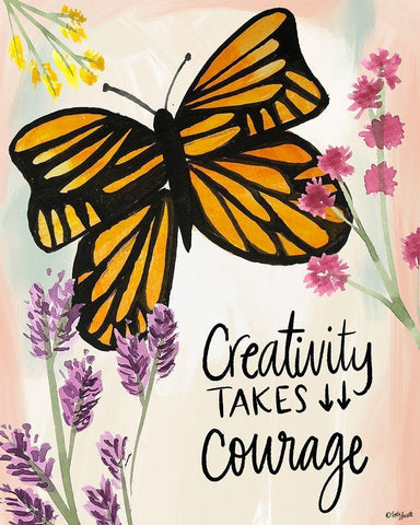 Creativity Takes Courage White Modern Wood Framed Art Print with Double Matting by Doucette, Katie