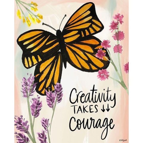 Creativity Takes Courage White Modern Wood Framed Art Print by Doucette, Katie