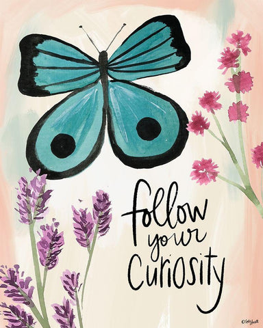 Follow Your Curiosity White Modern Wood Framed Art Print with Double Matting by Doucette, Katie