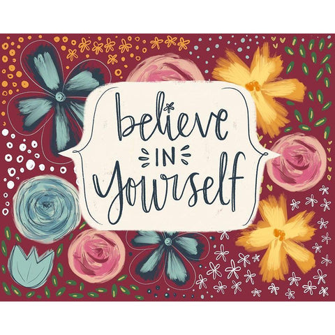 Believe in Yourself White Modern Wood Framed Art Print by Doucette, Katie