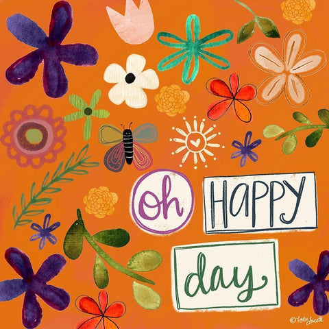 Oh Happy Day Gold Ornate Wood Framed Art Print with Double Matting by Doucette, Katie