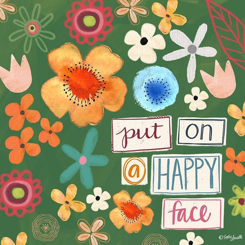 Put on a Happy Face Black Modern Wood Framed Art Print with Double Matting by Doucette, Katie