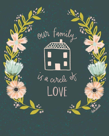 Our Family is a Circle of Love Black Ornate Wood Framed Art Print with Double Matting by Doucette, Katie